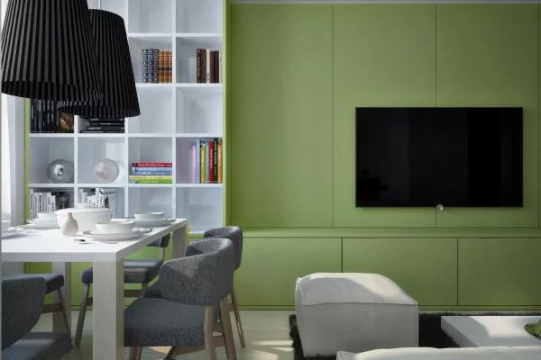 schöne interior designs dramatisches grün wände