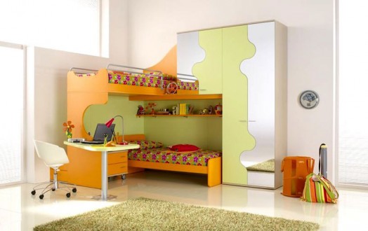 ergonomische kinderzimmer designs grün orange kombiniert schreibtisch