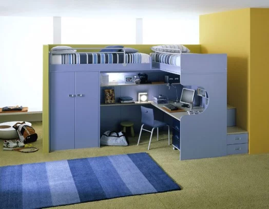 ergonomische kinderzimmer designs modern gestreifter teppich