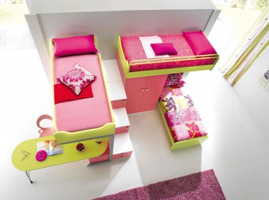 ergonomische kinderzimmer einrichtung modern rosa  pink farben bettwäschen