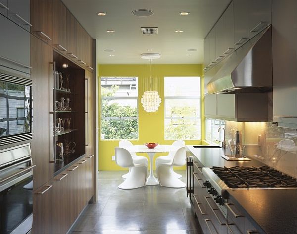 gelb gemalte küchen designs butter akzente sitzmöbel akryl
