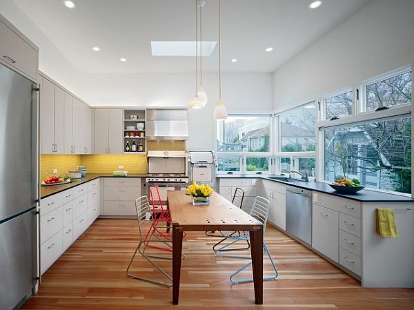 gelb gemalte küchen designs butter küchenrückwand fliesenspiegel