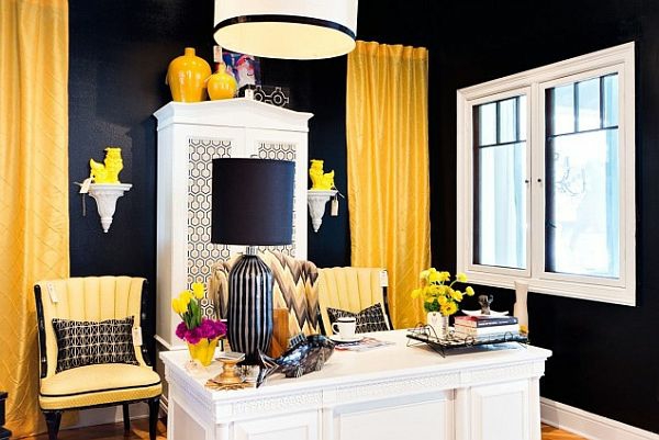 gelb gemalte küchen designs schwarz wand oberfläche