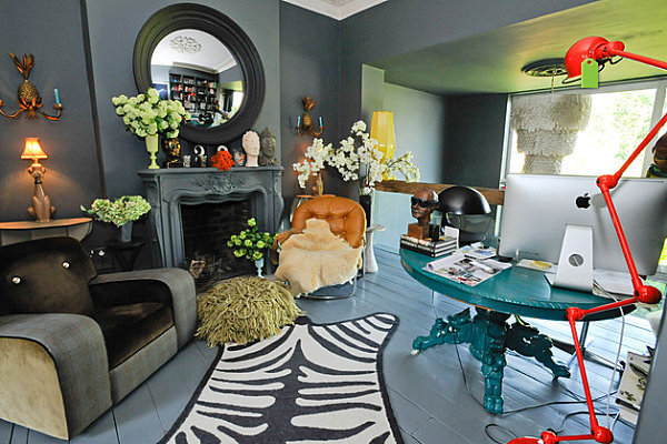 modern gemalten Bodenbelag ideen blau klassisch stil wohnzimmer