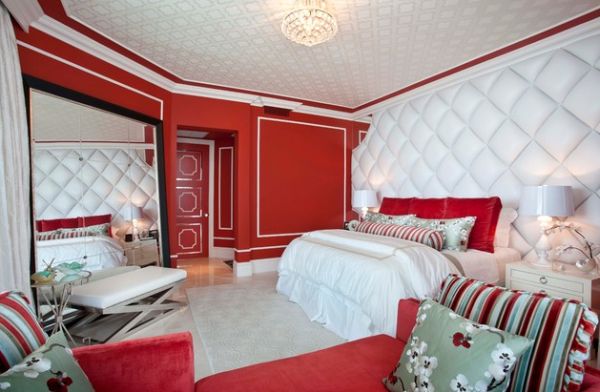 interior design im hollywood stil rot wand schlafzimmer
