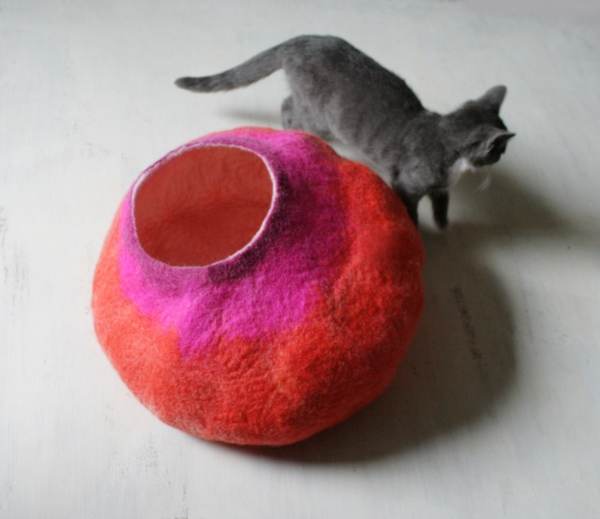 katzen und hunden häuser idee stoff rot rosa