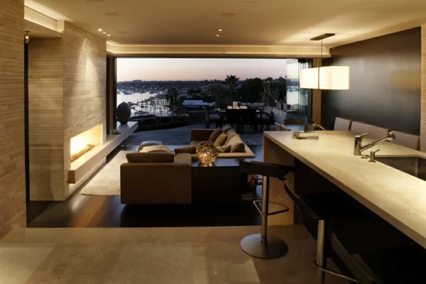luxus apartment in kalifornien mit panorama fenstern holz wandgestaltung