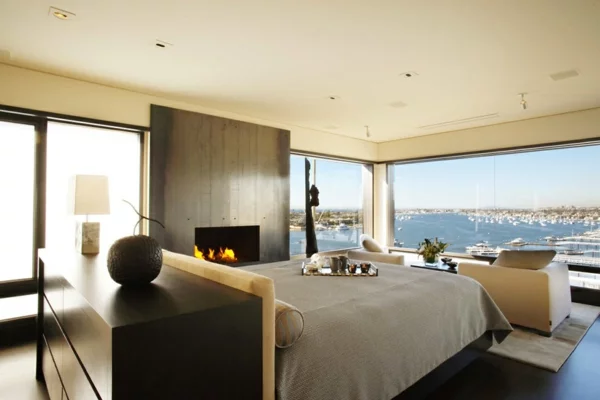 luxus apartment in kalifornien mit panorama fenstern schlafzimmer