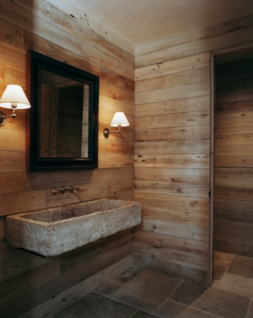 ländliche badezimmer design ideen rustikal holz grobe linien formen