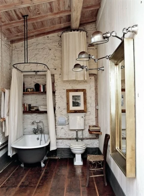 ländliche badezimmer design ideen rustikal interior holz badewanne