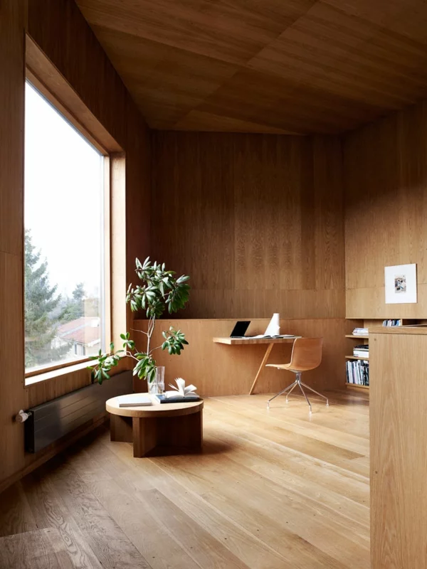 minimalistisch gestaltete sommer residenz kaffeetisch holz büro