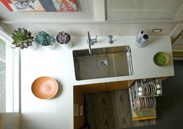 moderne kleine küchen designs arbeitsplatte glatt praktisch