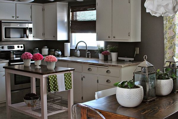 moderne kleine küchen designs blumenvasen spüle rollladen