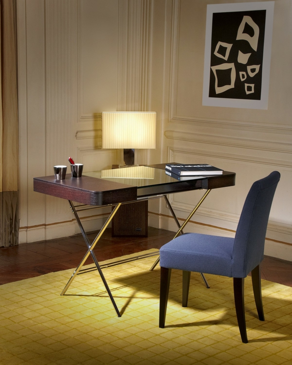 elegante home office designs tischlampe holz tischplatte glas