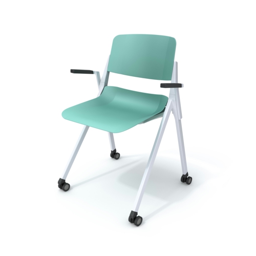 ergonomische nachhaltige Schreibtisch Stühle rollen türkis farben
