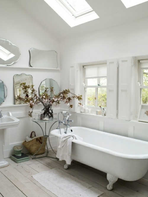 rustikale badezimmer design ideen badewanne beine weiß