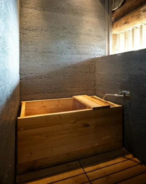 rustikale badezimmer design ideen badewanne minimalistisch holz