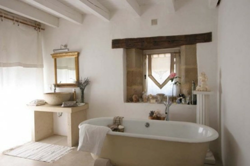 rustikale badezimmer design ideen badewanne schmutzig weiß