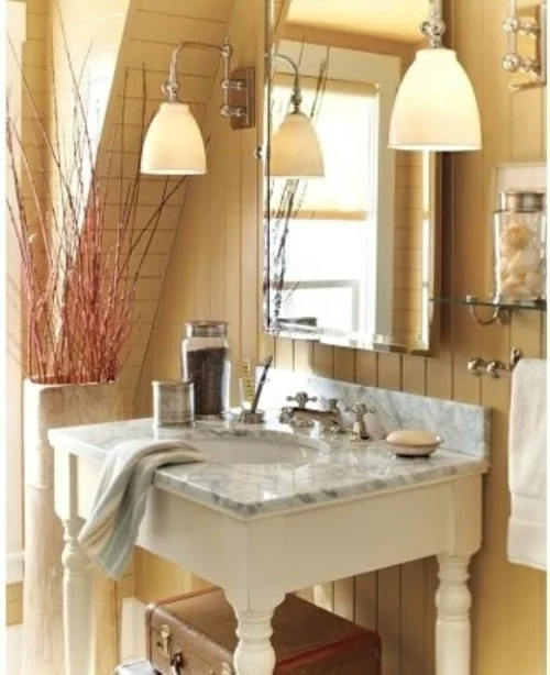 rustikale badezimmer design  waschbecken lampen