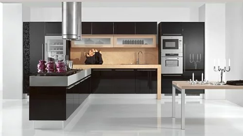 schicke küchen designs weiß glanzvoll schwarz weiß einrichtung