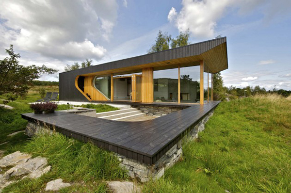 schicke moderne berghütten architektur futuristisch minimalistisch