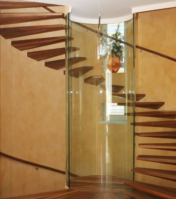 schwebende treppenhaus ideen holz ausstattung glas säule