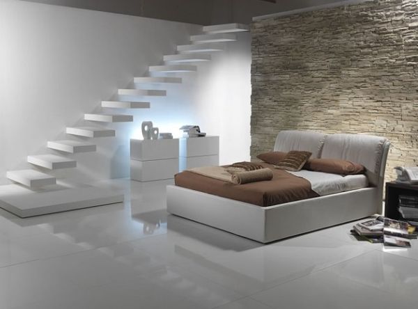 schwebende treppe ideen weiß ausstattung schlafzimmer modern