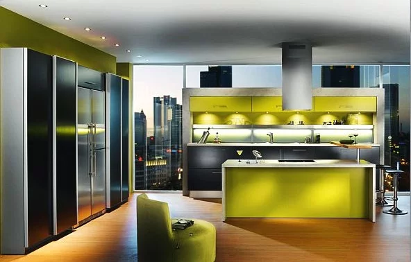 schöne küchen farbpalette weiß grün leuchtend nuancen beleuchtung