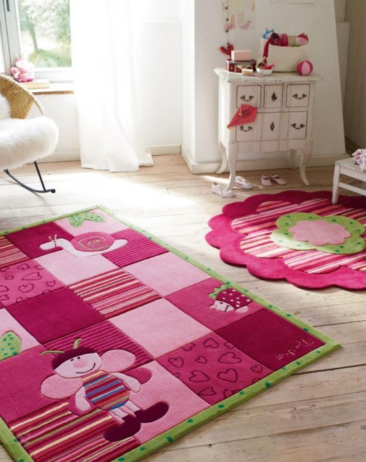 schöner designer teppich im kinderzimmer rosa weich esprit