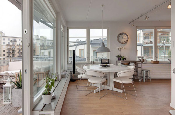 schönes modernes dach apartment essmöbel essbereich weiß