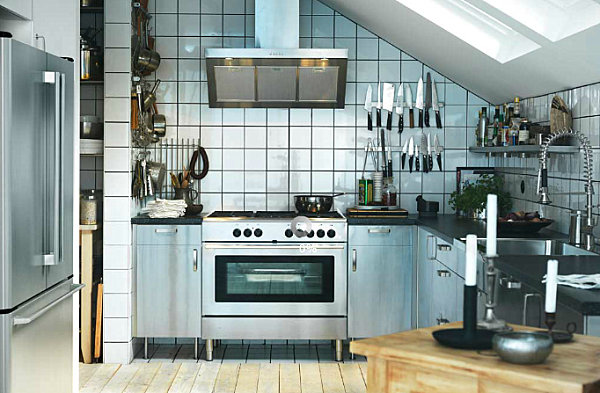 skandinavische küchen designs holz metallisch glanzvoll