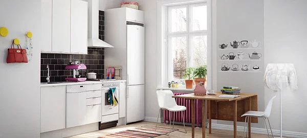 skandinavische küchen designs kompakt raum weiß hell