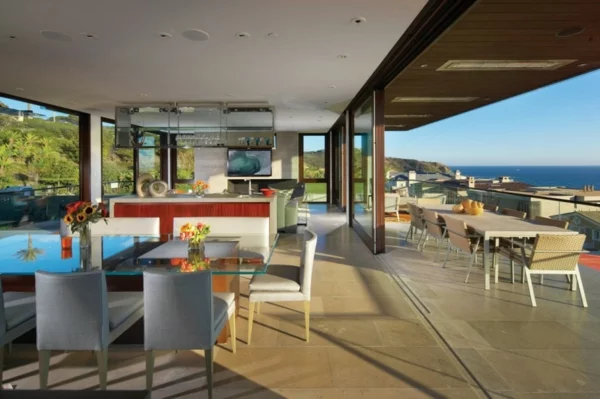 Strand Residenz in Kalifornien essbereich glas tischplatte