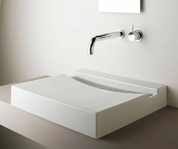 zen bad waschbecken design quadratisch minimalistisch