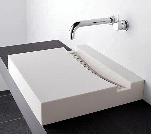 zen badezimmer waschbecken design quadratisch waschtisch
