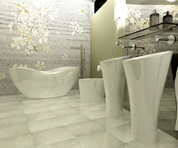 zen badezimmer waschbecken design weiß sockel glänzend