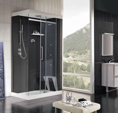 Bilder von innovativen Dampfduschen badezimmer schwarze wände