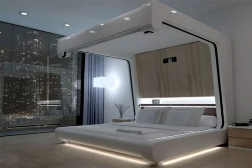 Himmelbetten aus Holz im Schlafzimmer eingebaut ultramodern