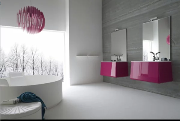 Moderne Badezimmer Ideen Luxus Komfort badewanne rosarot waschbecken