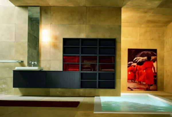 Moderne Badezimmer Ideen Luxus Komfort minimalistisch regale pool