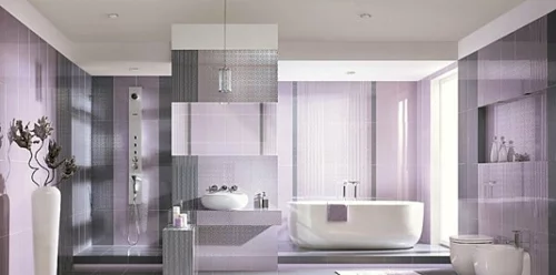 Pastell Farbpalette beim Interieur Design badewanne lila
