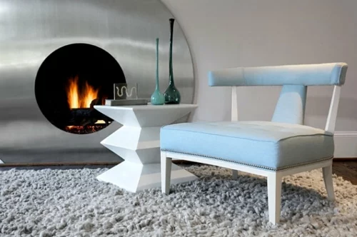 Pastell Farbpalette beim Interieur Design blau gepolstert stuhl