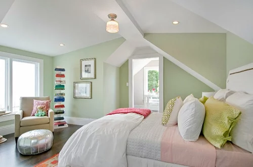 Pastell Farbpalette beim Interieur Design kissen schlafzimmer bett