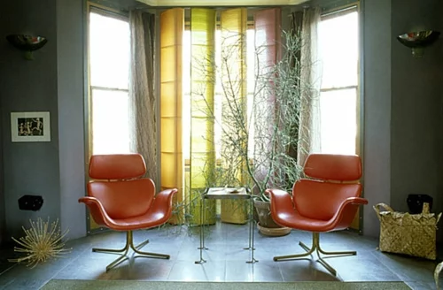 Pastell Farbpalette beim Interieur Design sessel pflanzen