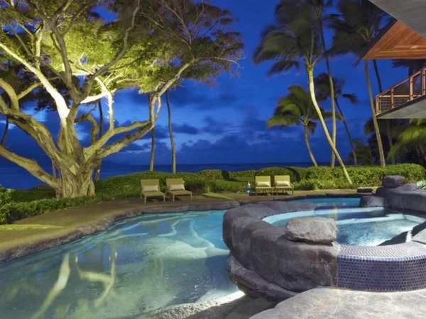 Immobilie auf Hawaii mit einem sehr kreativen Design liegen stein deko