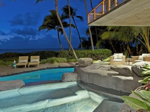 Residenz auf Hawaii mit einem sehr kreativen Design wasseranlage dekorativ