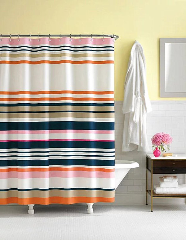 Sommer Dekoration im Schlafzimmer badezimmer gestreift bunt gardine