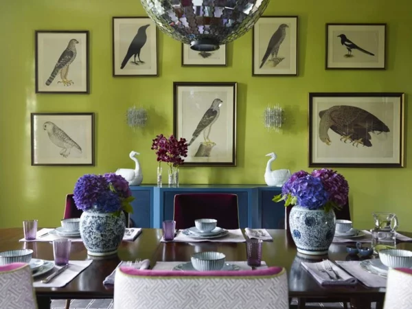 attraktive farbpalette im interior design esszimmer grün wand