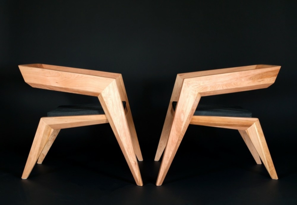avantgarde holz stuhl designs originell eingeartig beine