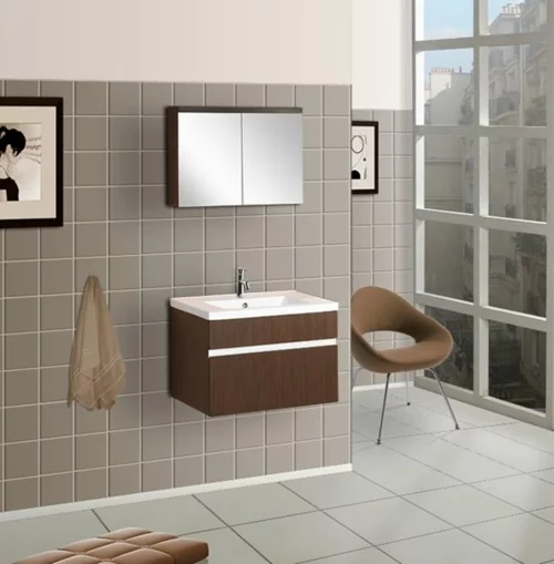 coole Bilder von Badezimmern holz waschbecken spiegelschrank fliesen wand